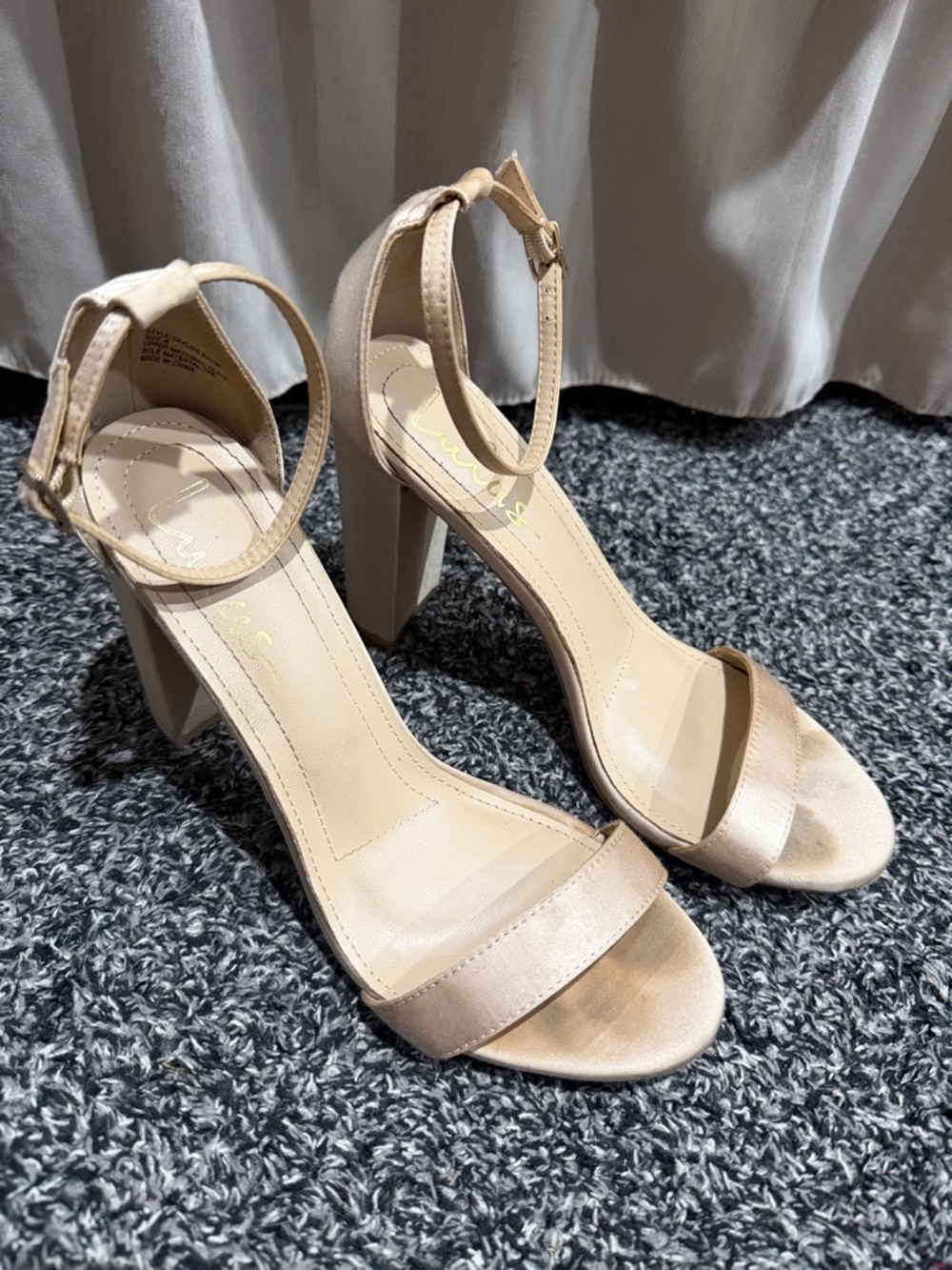 Lulu's Blush Nude Ankle-Strap Block Heels - 8